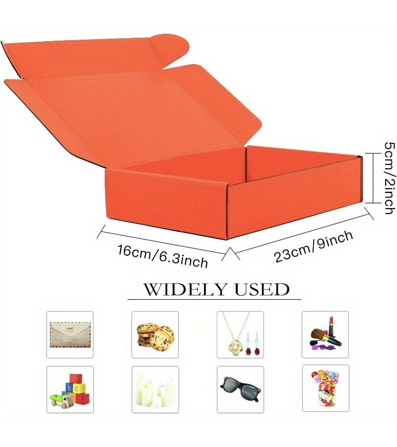 15 Orange Corrugated Small Cardboard Shipping Boxes 9x6x2 Inches for Gift Packaging - Image 3