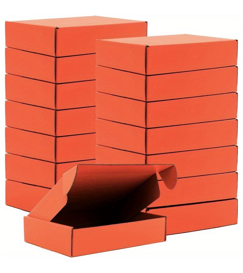 15 Orange Corrugated Small Cardboard Shipping Boxes 9x6x2 Inches for Gift Packaging - Image 1