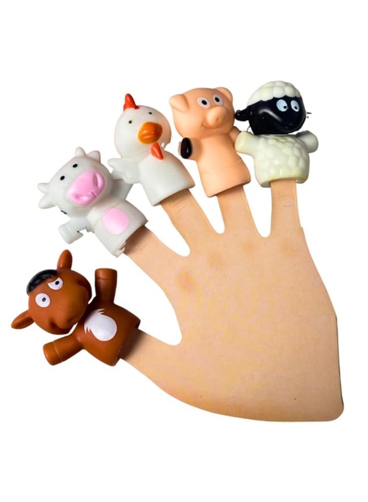 Set of 5 Silicone Finger Puppets for Babies and Toddlers, Animal Bath Toy, Cute Mini Hand Puppets Stories, Rubber Bath Toy Gift for Kids (Horse, Cow, Chicken, Pig, Piglet) - Image 5