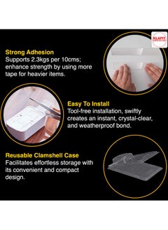 KLAPiT KLAPiT SUPER TAPE Double Sided Heavy Duty Mounting Tape Holds 500 Pounds or 230Kg Weight Using Enhanced Nano Technology. Clear Tape for Wall, Wood, Tile, Stone, Glass, Metal and Acrylic Slim 10m  - Image 4