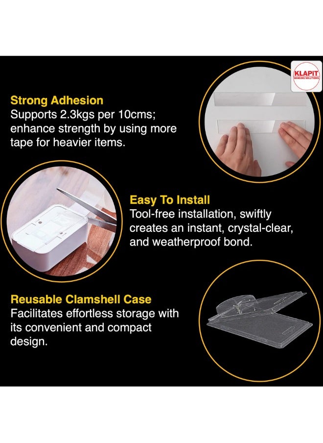 KLAPiT - KLAPiT SUPER TAPE Double Sided Heavy Duty Mounting Tape Holds 500 Pounds or 230Kg Weight Using Enhanced Nano Technology. Clear Tape for Wall, Wood, Tile, Stone, Glass, Metal and Acrylic Slim 10m - Image 1
