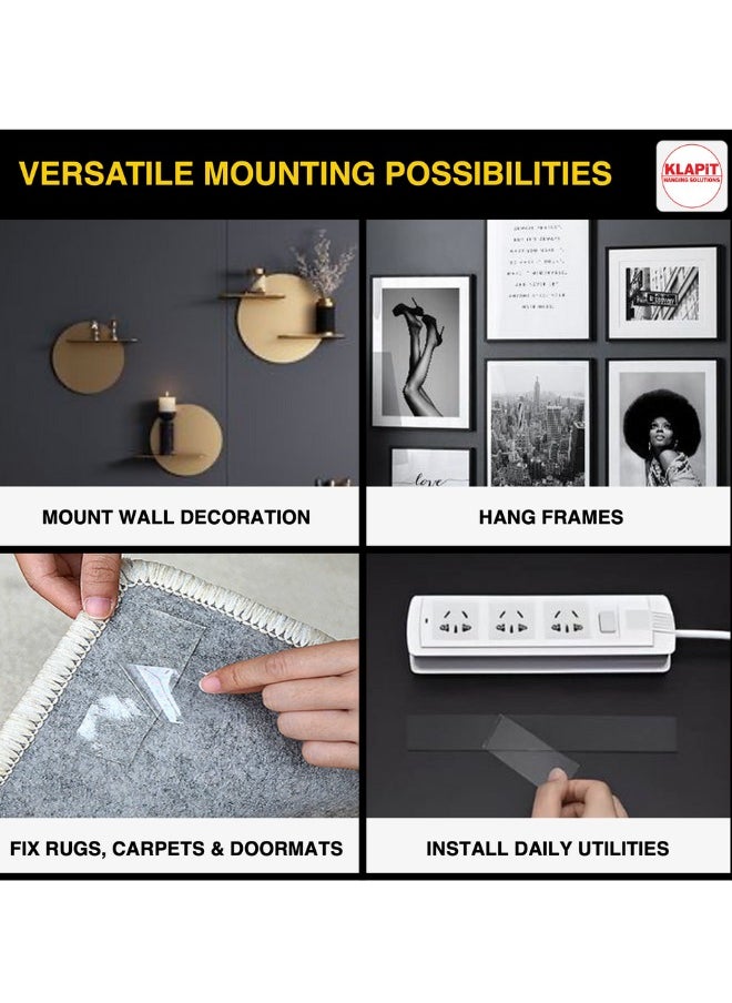 KLAPiT - KLAPiT SUPER TAPE Double Sided Heavy Duty Mounting Tape Holds 500 Pounds or 230Kg Weight Using Enhanced Nano Technology. Clear Tape for Wall, Wood, Tile, Stone, Glass, Metal and Acrylic Slim 10m - Image 1