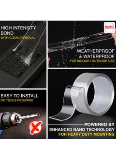 KLAPiT KLAPiT SUPER TAPE Double Sided Heavy Duty Mounting Tape Holds 500 Pounds or 230Kg Weight Using Enhanced Nano Technology. Clear Tape for Wall, Wood, Tile, Stone, Glass, Metal and Acrylic Slim 10m  - Image 5