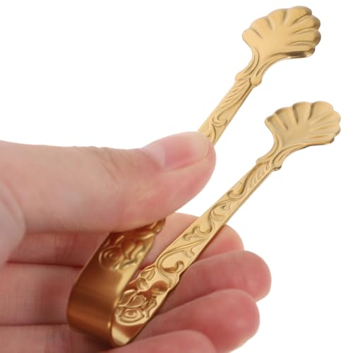 DOITOOL 3.5inch Mini Serving Tongs, 2PCS Sugar Tongs, Small Stainless Steel Sugar Cube Pick with Rose Embossed Ice Grabber for Tea and Coffee Party Charcuterie Board Appetizers （Gold） - Image 5
