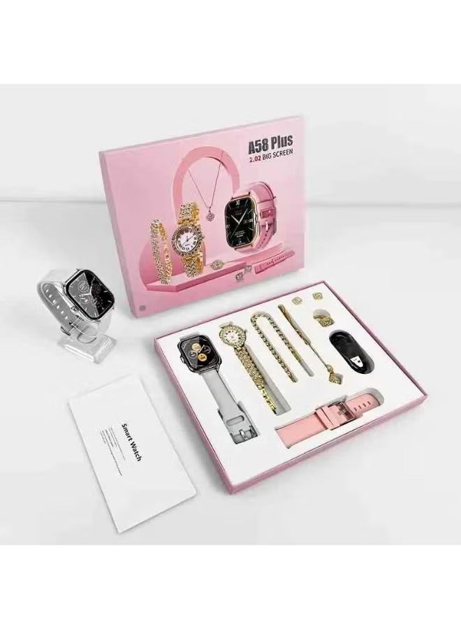 TIGER 6-in-1 Ladies Smart Watch Gift Set with Fitness Tracker, Heart Rate Monitor, Extra Straps & Elegant Jewelry Accessories – Stylish Multi-Piece Women’s Gift Combo - Image 1