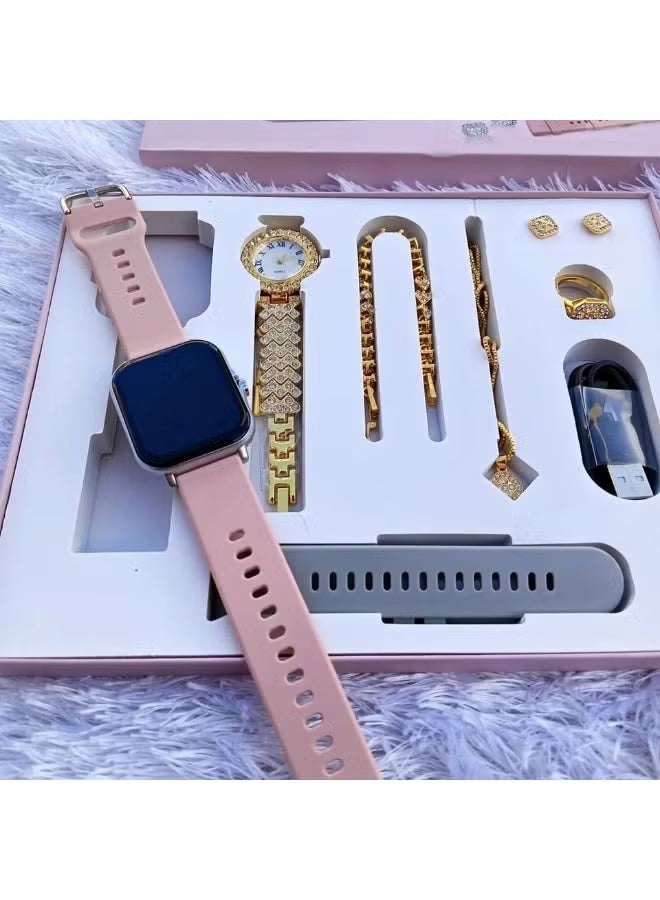 TIGER 6-in-1 Ladies Smart Watch Gift Set with Fitness Tracker, Heart Rate Monitor, Extra Straps & Elegant Jewelry Accessories – Stylish Multi-Piece Women’s Gift Combo - Image 2