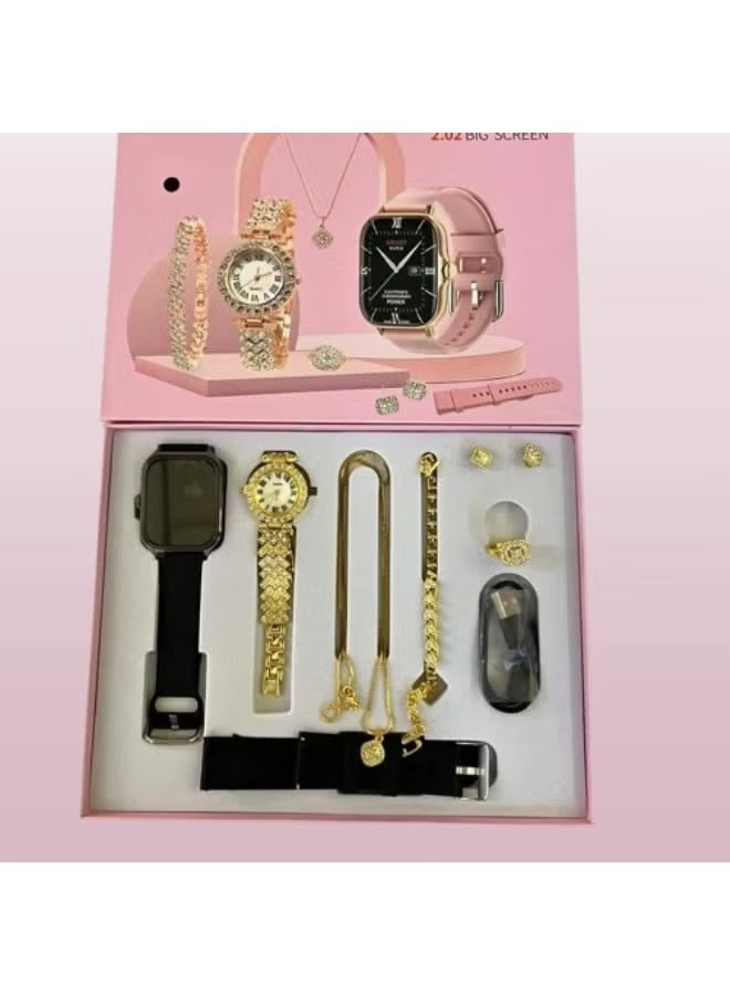 TIGER 6-in-1 Ladies Smart Watch Gift Set with Fitness Tracker, Heart Rate Monitor, Extra Straps & Elegant Jewelry Accessories – Stylish Multi-Piece Women’s Gift Combo - Image 3