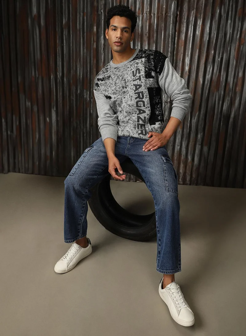 HIGH STAR Men's Multicoloured 100% Acrylic Solid Sweater