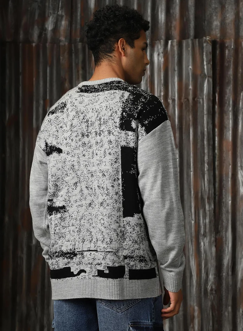 HIGH STAR Men's Multicoloured 100% Acrylic Solid Sweater