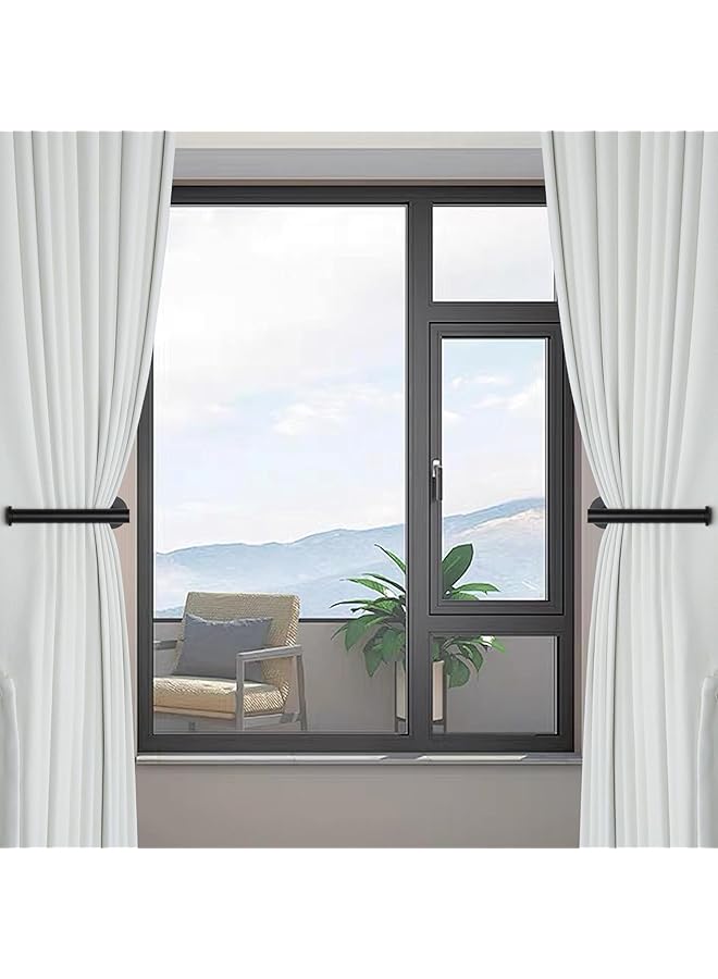 إيروريكس حاملات ستائر معدنية ذاتية اللصق، خطافات ستائر بدون حفر، حاملات ستائر للأبواب والنوافذ، خطافات متعددة الأغراض للمنزل، قطعتان باللون الأسود - Image 2