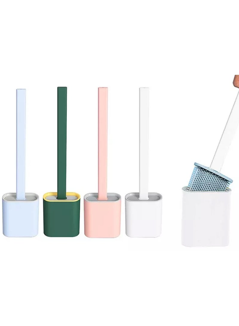 DubaiGallery Silicone Toilet Brush Cleaner Toilet Brush With Holder Flat Head Flexible Soft Bristles Brush Bathroom Accessories Gap Cleaning 