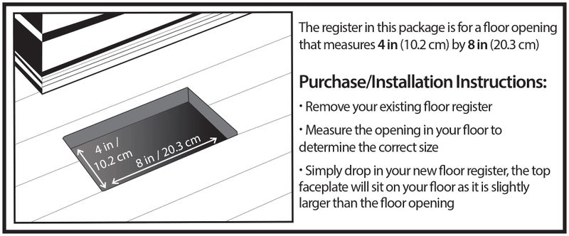 Decor Grates PL408-BLK 4-Inch by 8-Inch Plastic Floor Register, Black - Image 4