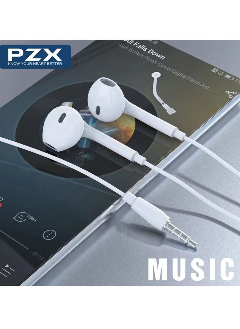 PZX - In-ear Wired Earphones with Mic White - Image 1