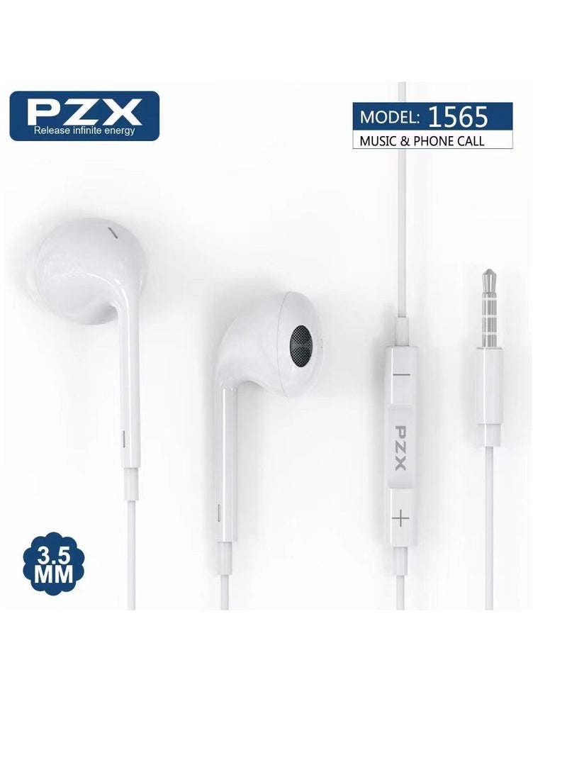 PZX - In-ear Wired Earphones with Mic White - Image 1