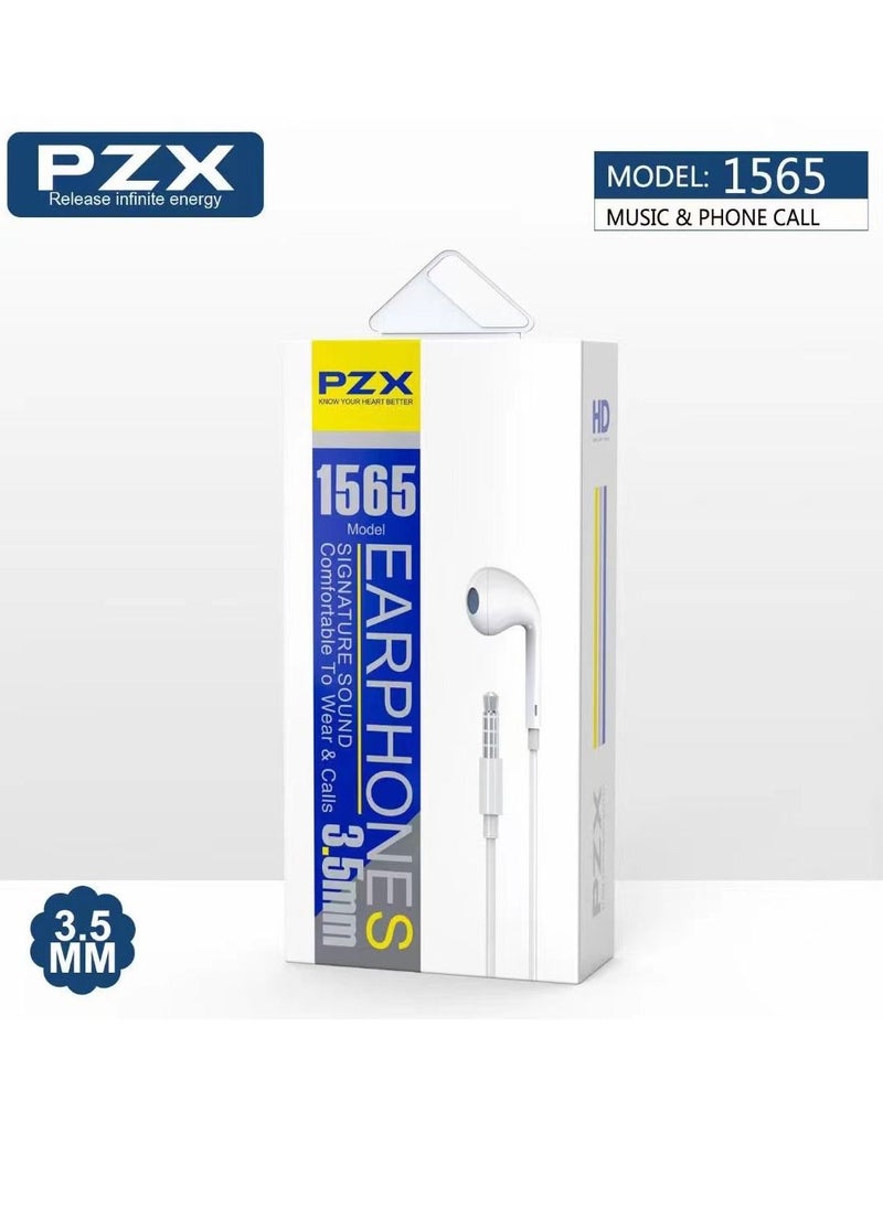PZX - In-ear Wired Earphones with Mic White - Image 1