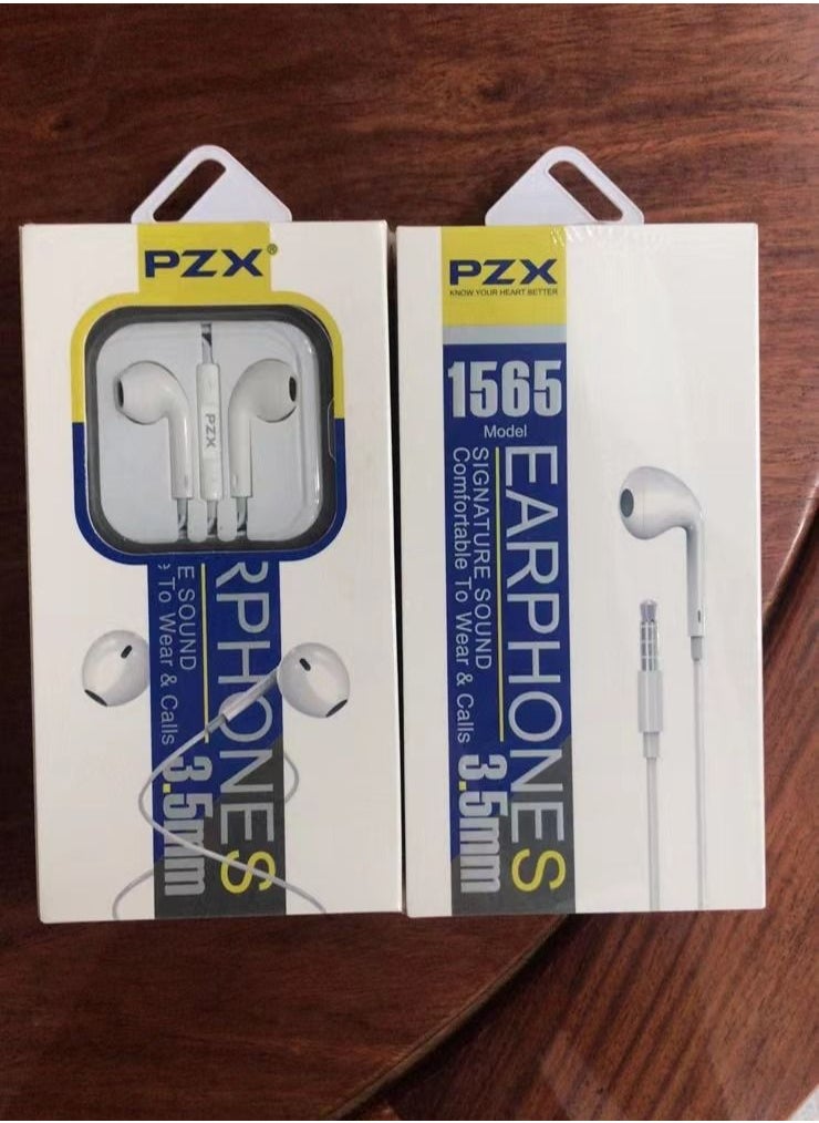 PZX - In-ear Wired Earphones with Mic White - Image 1