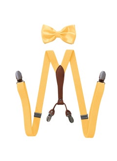 Fashionable Trendy Unisex Elastic Adjustable Suspenders Anti-slip Universal Bib Pants For Adults Kids Loose Fitting Yellow