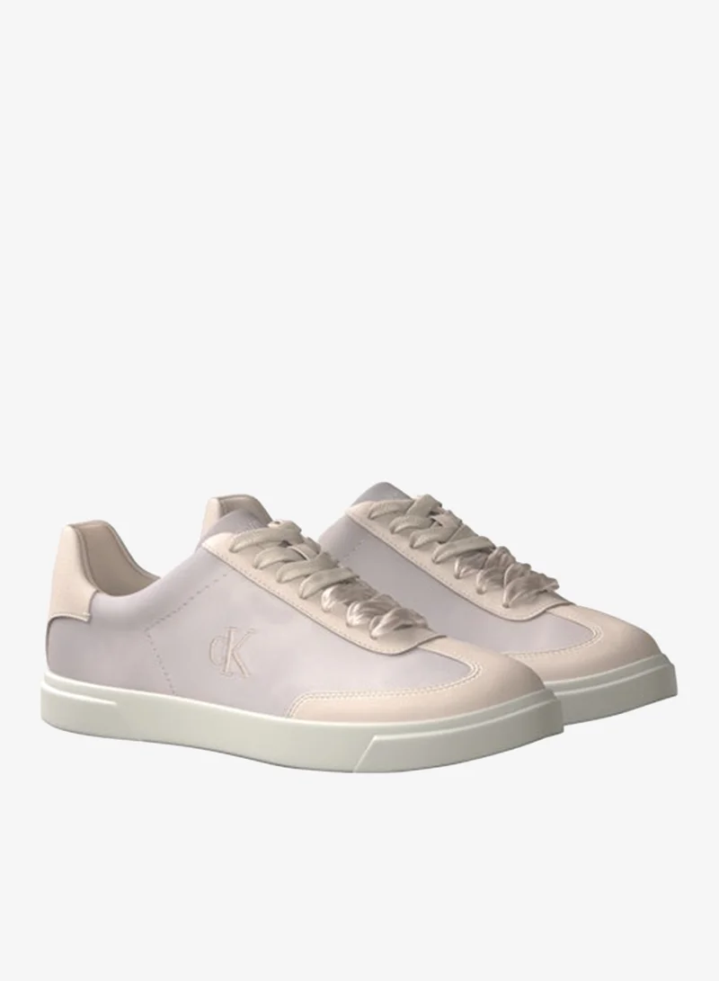 Calvin Klein Crystal Grey/Marshmallow Low-Profile Satin Trainers for Women | Best Price UAE