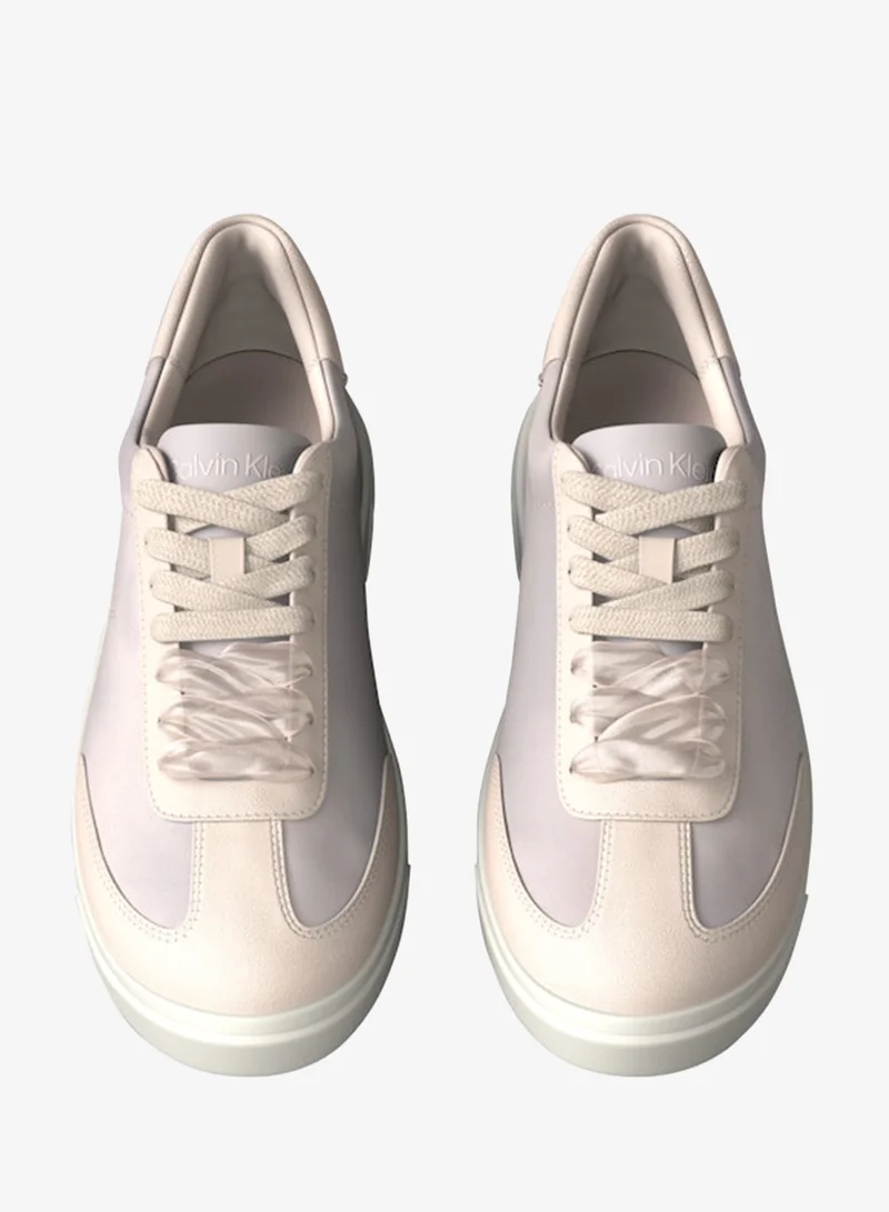 Calvin Klein Crystal Grey/Marshmallow Low-Profile Satin Trainers for Women | Best Price UAE