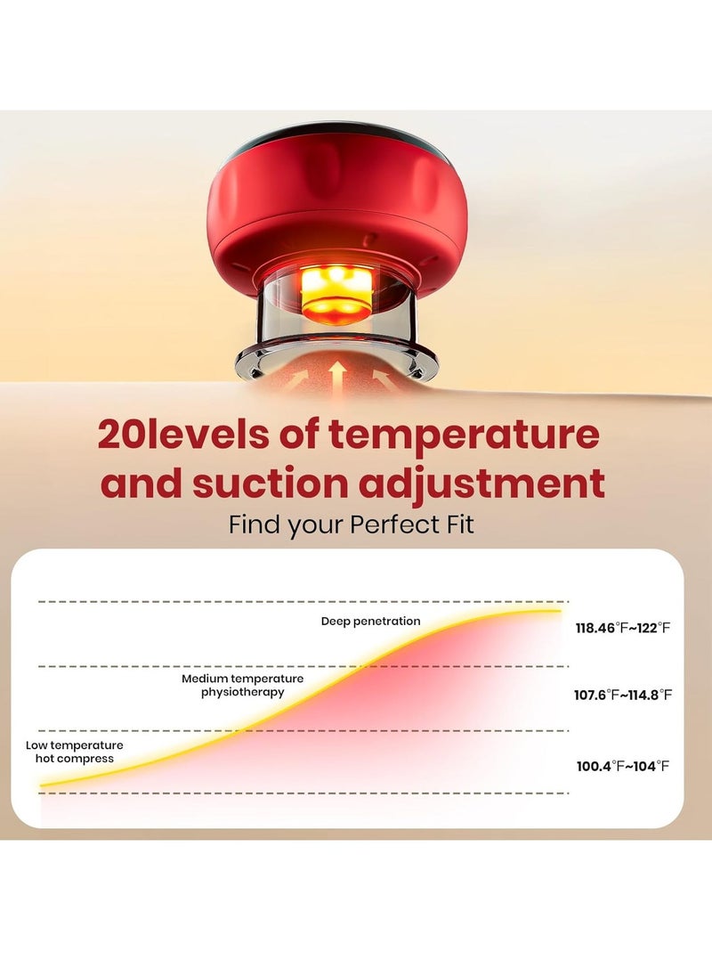 JAJEEK - Smart Dynamic Cupping Therapy Set, 4-in-1 Cellulite Massager & Vacuum Therapy Machine, Gua Sha Massager Tool with 12 Temperature & Suction Levels, Red – Effective Cellulite Remover, Body Shaping & Relaxation - Image 1