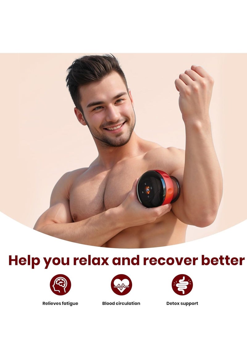 JAJEEK - Smart Dynamic Cupping Therapy Set, 4-in-1 Cellulite Massager & Vacuum Therapy Machine, Gua Sha Massager Tool with 12 Temperature & Suction Levels, Red – Effective Cellulite Remover, Body Shaping & Relaxation - Image 1