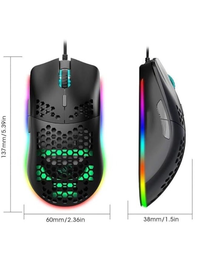 Luminous Wired Gaming Mouse Portable Ergonomic Mouse for Desktop Laptop Black Green - Image 2
