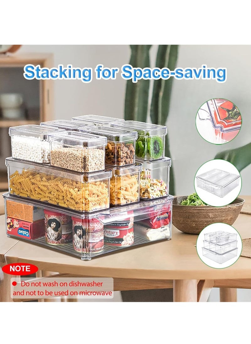 Arabest - 10Pcs Fridge Organizer Bins with Lids, Vegetable & Fruit Storage Containers for Fridge Organization, Stackable Food Storage Containers and Pantry Organization - Image 1