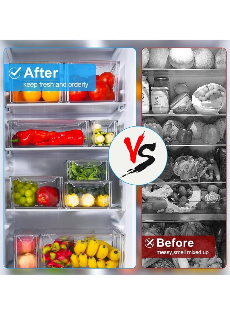 Arabest - 10Pcs Fridge Organizer Bins with Lids, Vegetable & Fruit Storage Containers for Fridge Organization, Stackable Food Storage Containers and Pantry Organization - Image 1