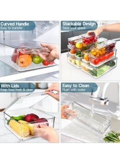 Arabest 10Pcs Fridge Organizer Bins with Lids, Vegetable & Fruit Storage Containers for Fridge Organization, Stackable Food Storage Containers and Pantry Organization  - Image 5