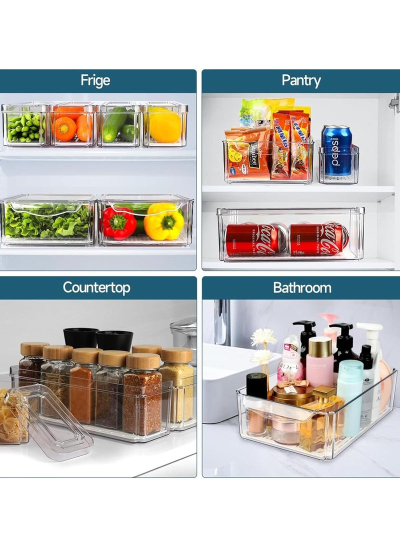 Arabest - 10Pcs Fridge Organizer Bins with Lids, Vegetable & Fruit Storage Containers for Fridge Organization, Stackable Food Storage Containers and Pantry Organization - Image 1