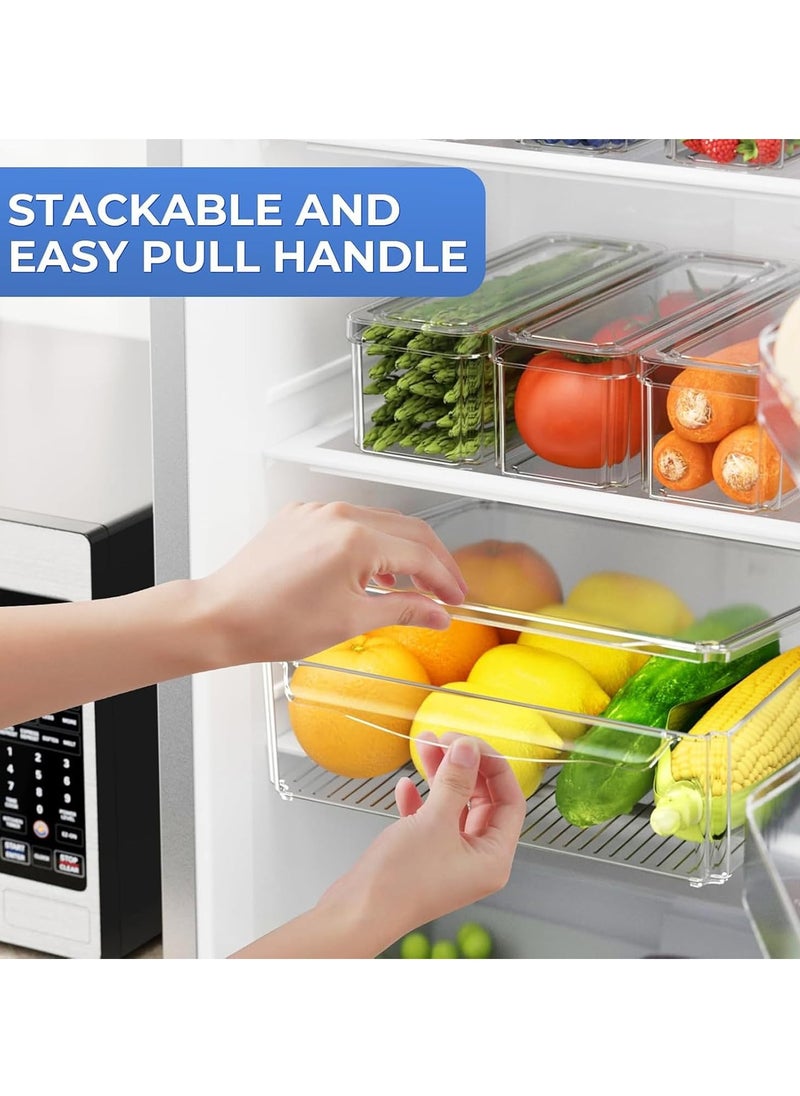 Arabest - 10Pcs Fridge Organizer Bins with Lids, Vegetable & Fruit Storage Containers for Fridge Organization, Stackable Food Storage Containers and Pantry Organization - Image 1