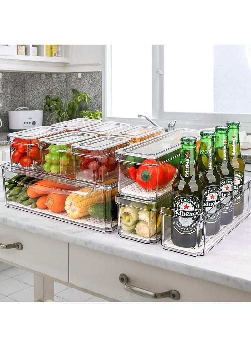 Arabest - 10Pcs Fridge Organizer Bins with Lids, Vegetable & Fruit Storage Containers for Fridge Organization, Stackable Food Storage Containers and Pantry Organization - Image 1