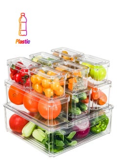 Arabest 10Pcs Fridge Organizer Bins with Lids, Vegetable & Fruit Storage Containers for Fridge Organization, Stackable Food Storage Containers and Pantry Organization  - Image 1