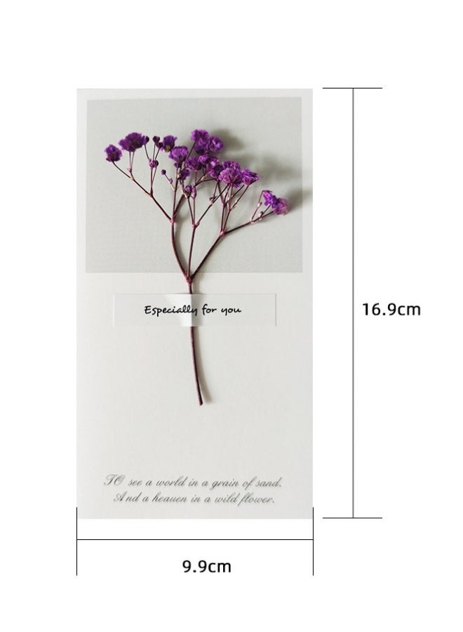 بيوينتي بطاقة تهنئة بنفسجية مزينة بالزهور المجففة - شكرًا لك بطاقة صغيرة