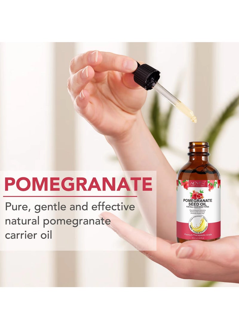 ALIVER زيت بذور الرمان 60 مل للبشرة والوجه والشعر 100% نقي وطبيعي وعضوي معصور على البارد زيت بذور الرمان مضاد للأكسدة مرطب مغذي مرطب مضاد للشيخوخة يقلل من الخطوط الدقيقة - Image 5