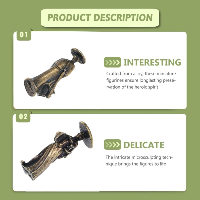 Light Gold Alloy Miniature Metal Figurines Set Of 2 Decorative Desktop Statues For Home Office - Image 4