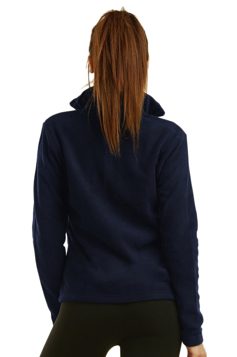 Sofra Women's Polar Fleece Full Zip Up Winter Jacket (M, Navy) - Image 2