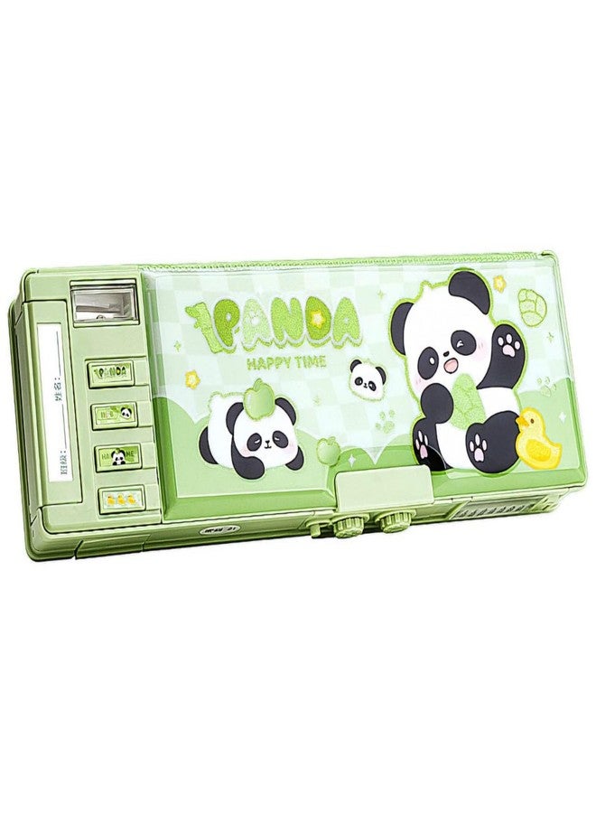 Parshya Password Lock School Students Pencil Box with Inbuilt Sharpener, Cute Cartoon Stationary Compass for Boys, Geometry Case for Kids Girls, Best for Gifts (HT Panda Compass) - Image 1