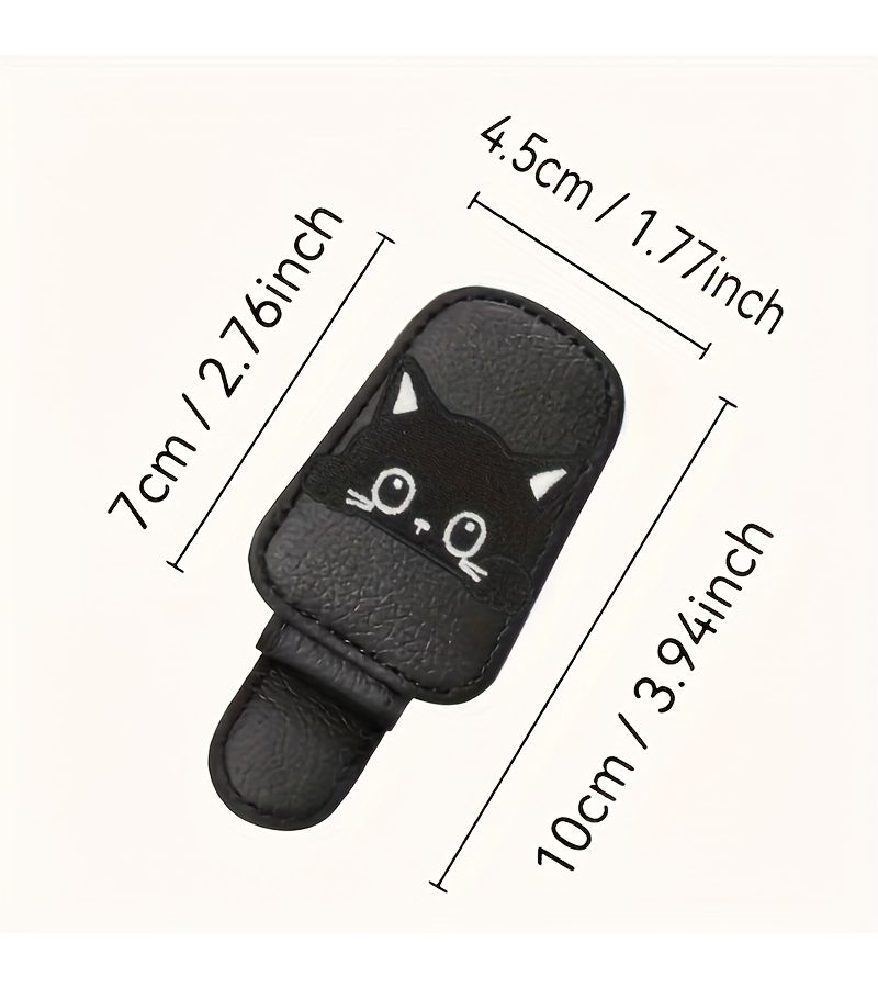Beige Magnetic Car Sunshade Frame Cute Cat Shape Multifunctional Ticket Holder Durable Faux Leather Car Interior Decoration Sturdy Long Lasting - Image 2