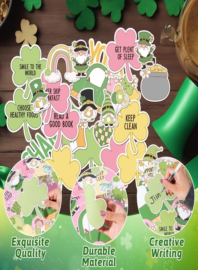 CPicdn 139Pcs St. Patrick’s Day Bulletin Board Decorations, Shamrock Cutouts Gnome Lucky Clover Name Tags Health Themed Classroom Bulletin Board Border Trims Office School Chalkboard Supplies Decor - Image 3