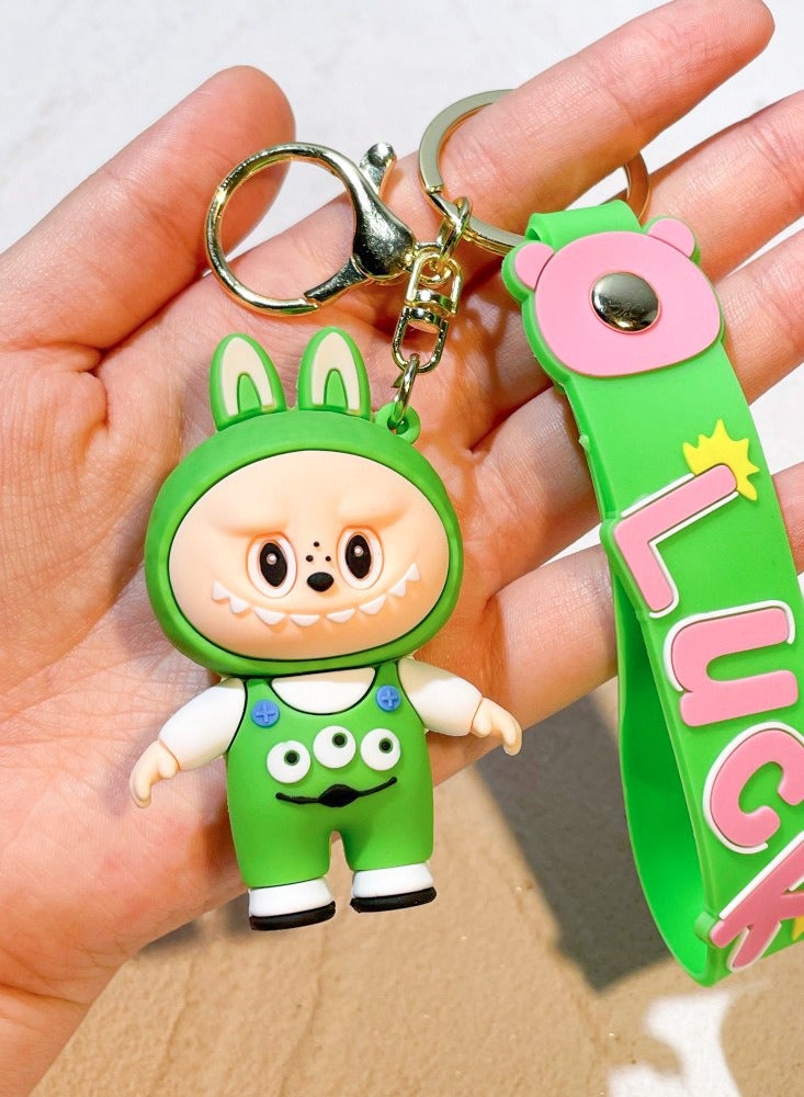 Aramu labubu Key chains, cartoon bucktoothed dolls, schoolbags, pendants, car key chains, small gifts - Image 1
