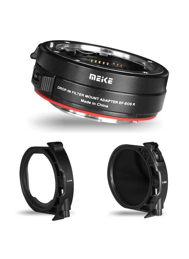 Meike - MK-EFTR-C VND Metal Auto-Focus Mount Lens Adapter with Drop-in Variable ND and UV Filters Converter for Canon EF/EF-S Lenses to Canon EOS R and EOS RP R5 R5C R6 Cameras - Image 1