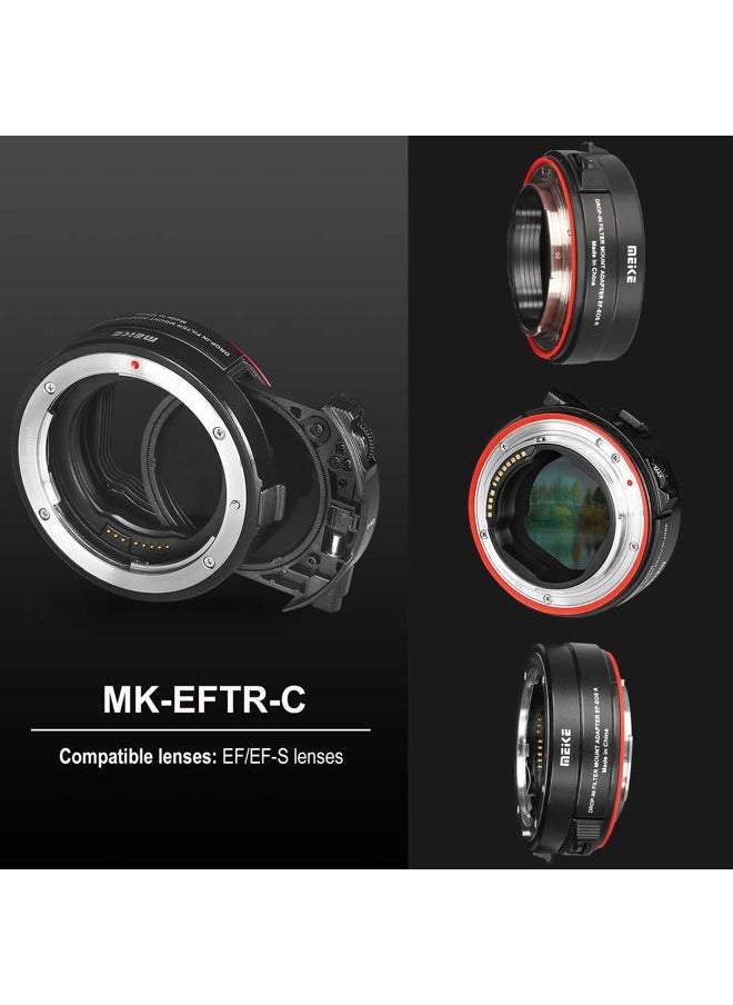 Meike - MK-EFTR-C VND Metal Auto-Focus Mount Lens Adapter with Drop-in Variable ND and UV Filters Converter for Canon EF/EF-S Lenses to Canon EOS R and EOS RP R5 R5C R6 Cameras - Image 1