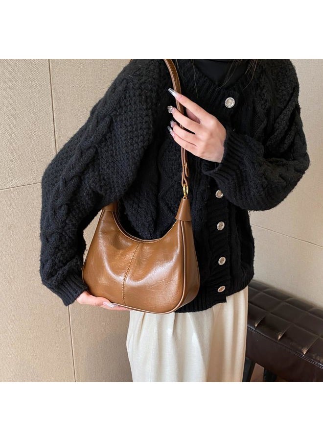 JYG Small Hobo Bags for Women Retro Crescent Shoulder Purse Fall Soft Crossbody Handbag 2025, Brown, 9.8" X 3.5" X 8.3" - Image 2