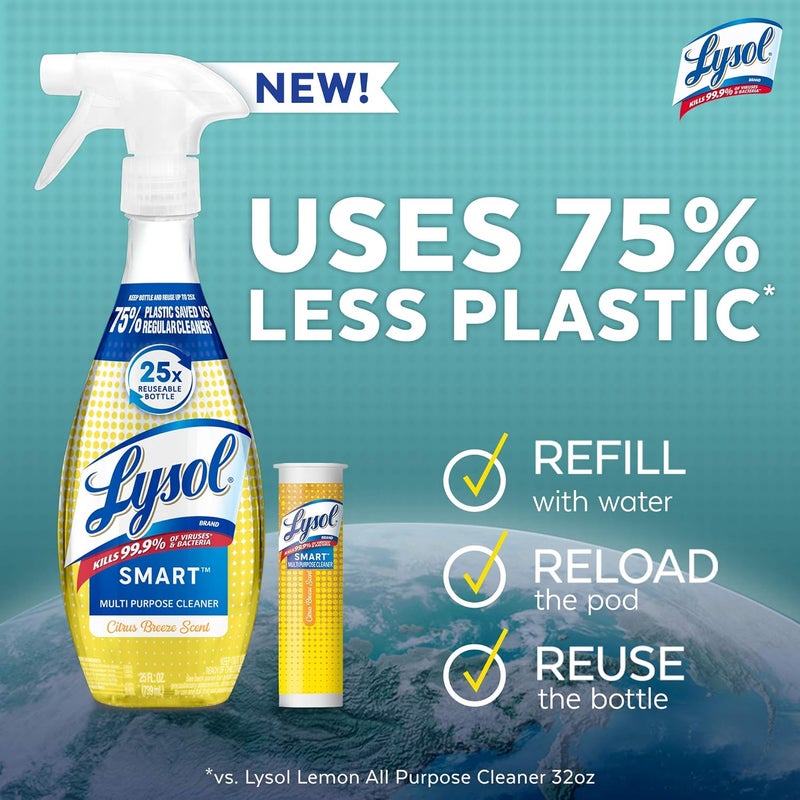 Lysol Smart Multi-Purpose Cleaner Refill Cartridge, Citrus Breeze, 0.39 Fl oz - Image 2