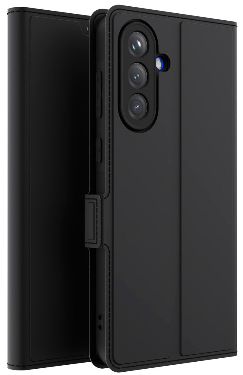 Kapa Noble Slim Magnetic Leather Flip Case Cover for Samsung Galaxy A56 | Card Holder Stand Flip Wallet Case (Black) - Image 1