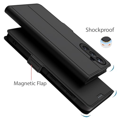 Kapa Noble Slim Magnetic Leather Flip Case Cover for Samsung Galaxy A56 | Card Holder Stand Flip Wallet Case (Black) - Image 4