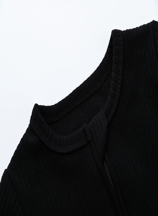 ACESTAR Unisex Baby Footies Pajamas, 2-Way Zipper Baby Sleepers with Mitten Cuffs - Cotton Long Sleeve Baby Zip Up Onesie Kids Sleep and Play (Black, 6-9 Months) - Image 2