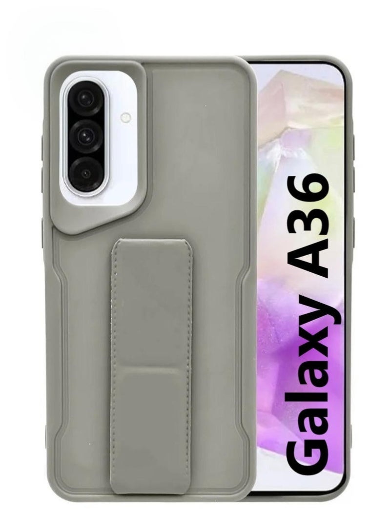 ELTRAZONE Case Cover For Samsung Galaxy A36 – 3 in 1 Magnetic Hand Grip Shockproof Protective Back Cover with Kickstand & Ring Holder | Slim Anti-Slip Design – Grey - Image 1
