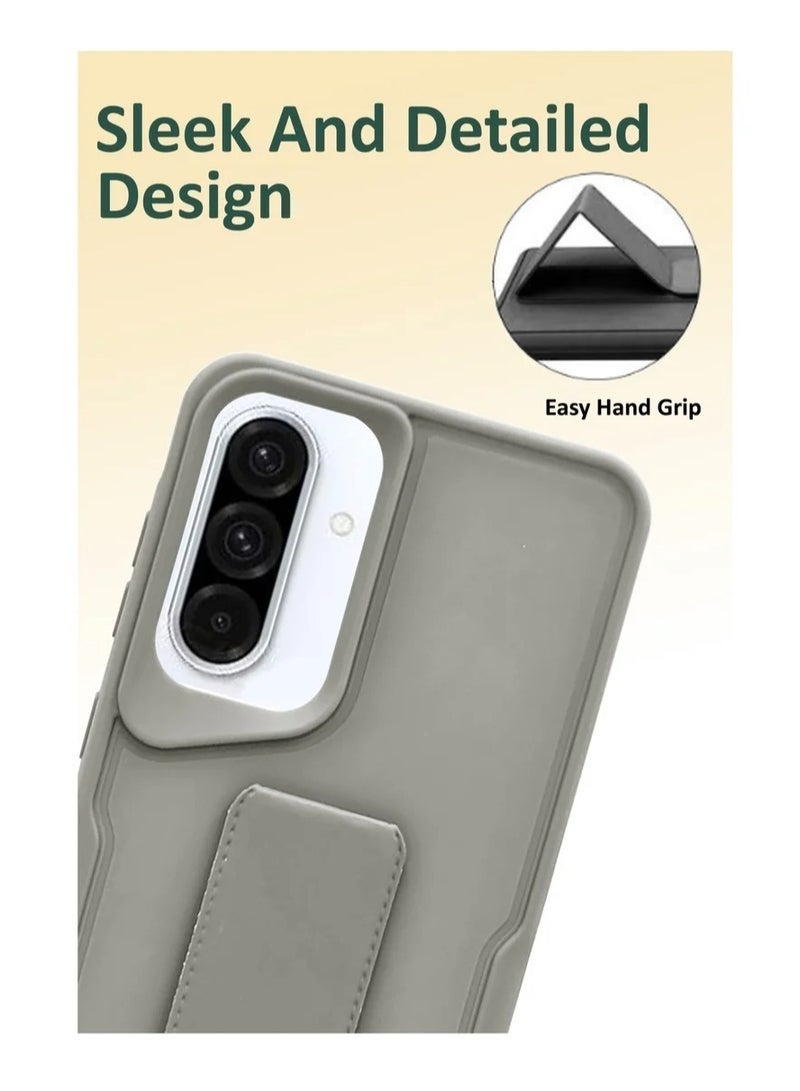 ELTRAZONE Case Cover For Samsung Galaxy A36 – 3 in 1 Magnetic Hand Grip Shockproof Protective Back Cover with Kickstand & Ring Holder | Slim Anti-Slip Design – Grey - Image 2